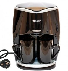 Капельная кофеварка в комплекте две керамические жаропрочные чашки Livstar LSU-1190 черная