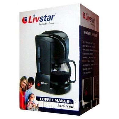Кофемашина крапельна кавоварка LIVSTAR LSU-1188, 850 Вт на 1,5 л (10-12 чашок) Чорна