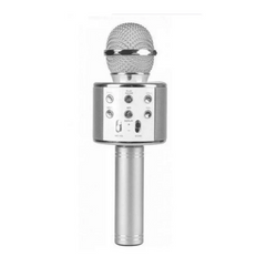 Караоке микрофон bluetooth USB колонка беспроводной блутуз серебро