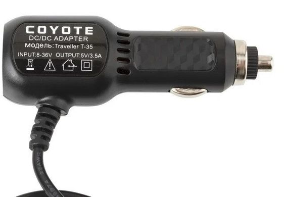 Автомобильная зарядка в прикуриватель COYOTE Traveller T-35 8-36v 3.5A| Порты 2шт USB + Mini Usb для навигатор