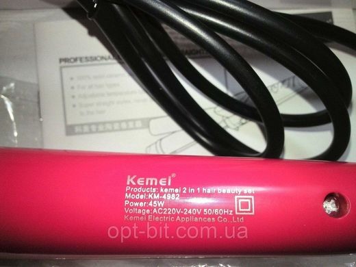 Праску ГОФРЕ плойка для волосся Kemei KM-4982, Прилад для укладання волосся, Щипці й Гофре для прикореневого об'єму