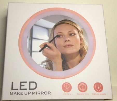 Карманное зеркало для макияжа с led подсветкой SUNROZ Pocket Mirror SUN7 Красное