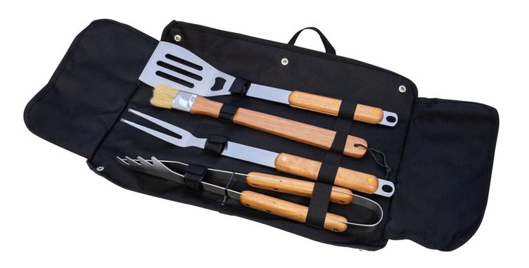 Набір інструментів для барбекю Woodside, посуд для барбекю з нержавіючої сталі з 4 предметів