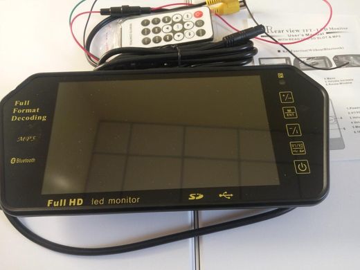 Зеркало заднего вида с цветным МОНИТОРОМ 7 + пульт+USB+Bluetooth
