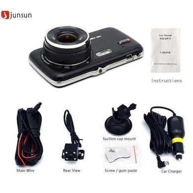 Регистратор 2 камеры Junsun H6 G-сенсор, камера заднего вида