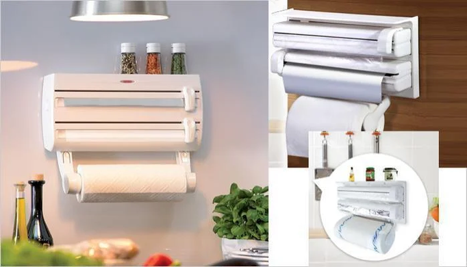 Кухонний диспенсер для плівки, фольги та рушників Kitchen Roll Triple Paper Dispenser