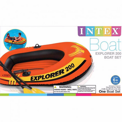 Двомісний надувний човен Intex (185 x 94 x 41 см) Explorer 200 Set + весла та насос