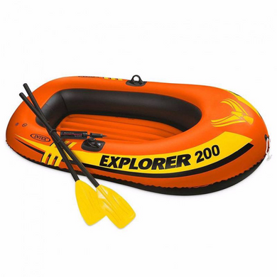 Двомісний надувний човен Intex (185 x 94 x 41 см) Explorer 200 Set + весла та насос